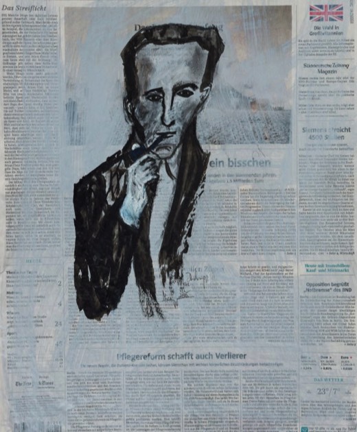 Marcel Duchamp, 2015, Tusche-Zeitung